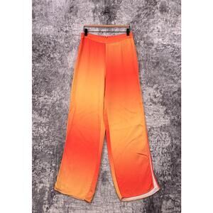 The Wolf Gang Pants Large Womens Orange Ombre Side Slit Wide Leg